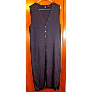 GAP Vintage 100% Cotton Button Up Ribbed Knit Sleeveless Midi Cardigan Dress M